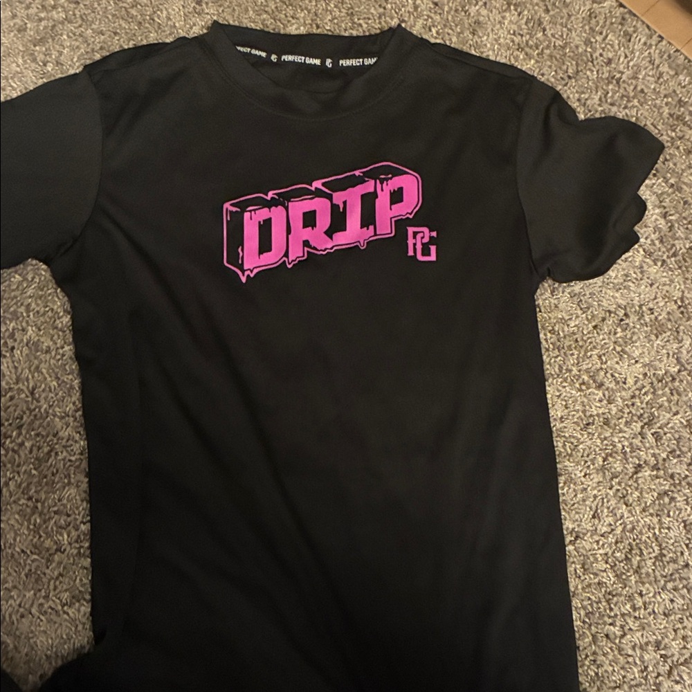 Perfect Game Kids Black T-Shirt with Pink Graphic